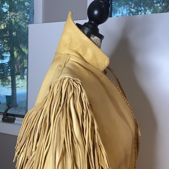 Vintage Size 6-8 Handmade Leather Butterscotch Western Jacket Coat with Fringe - Picture 13 of 16